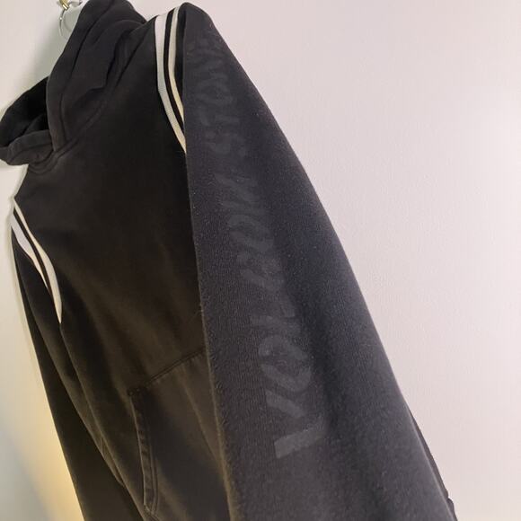 Volcom Hoodie Youth Large Black Thrifter Pullover Kangaroo Pocket Striped Sleeve - Picture 10 of 16